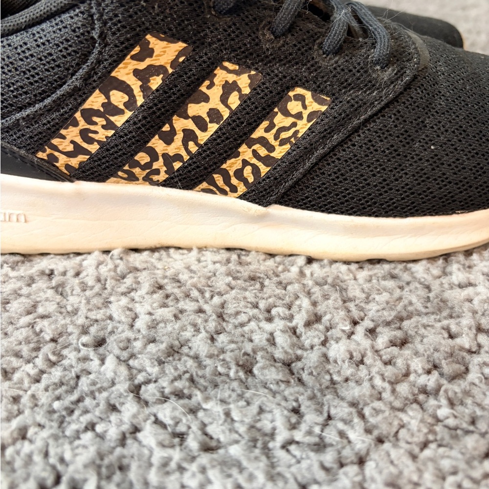 Adidas Cloudfoam Sneakers Womens 8 Black Leopard Stripe Running Shoes Comfort - Picture 4 of 11